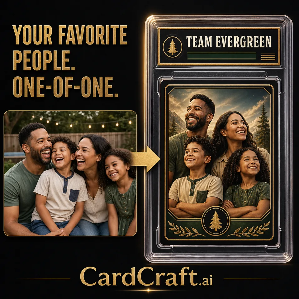 Family photo transformed into a CardFamous collectible